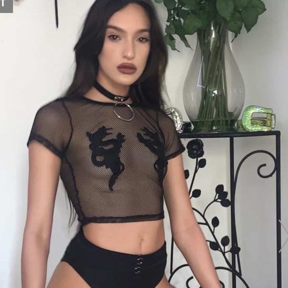 Current Mood FEEL MY WRATH FISHNET TOP MED